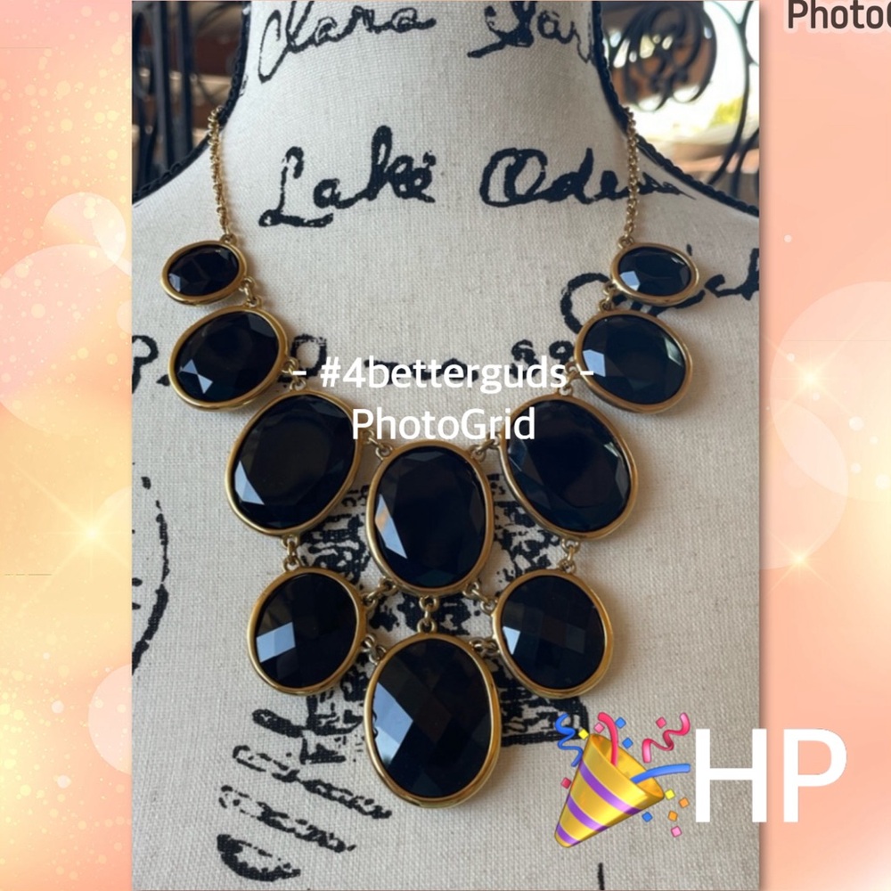 Kate Spade Black Facet Bauble Stones Gold Chandelier Statement Tiered Necklace